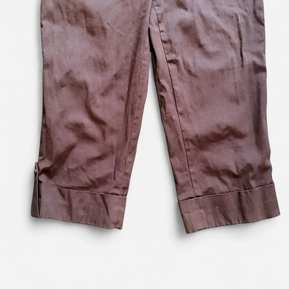 Petite Briggs New York brown capri wide leg cuffed pants - Picture 7 of 8